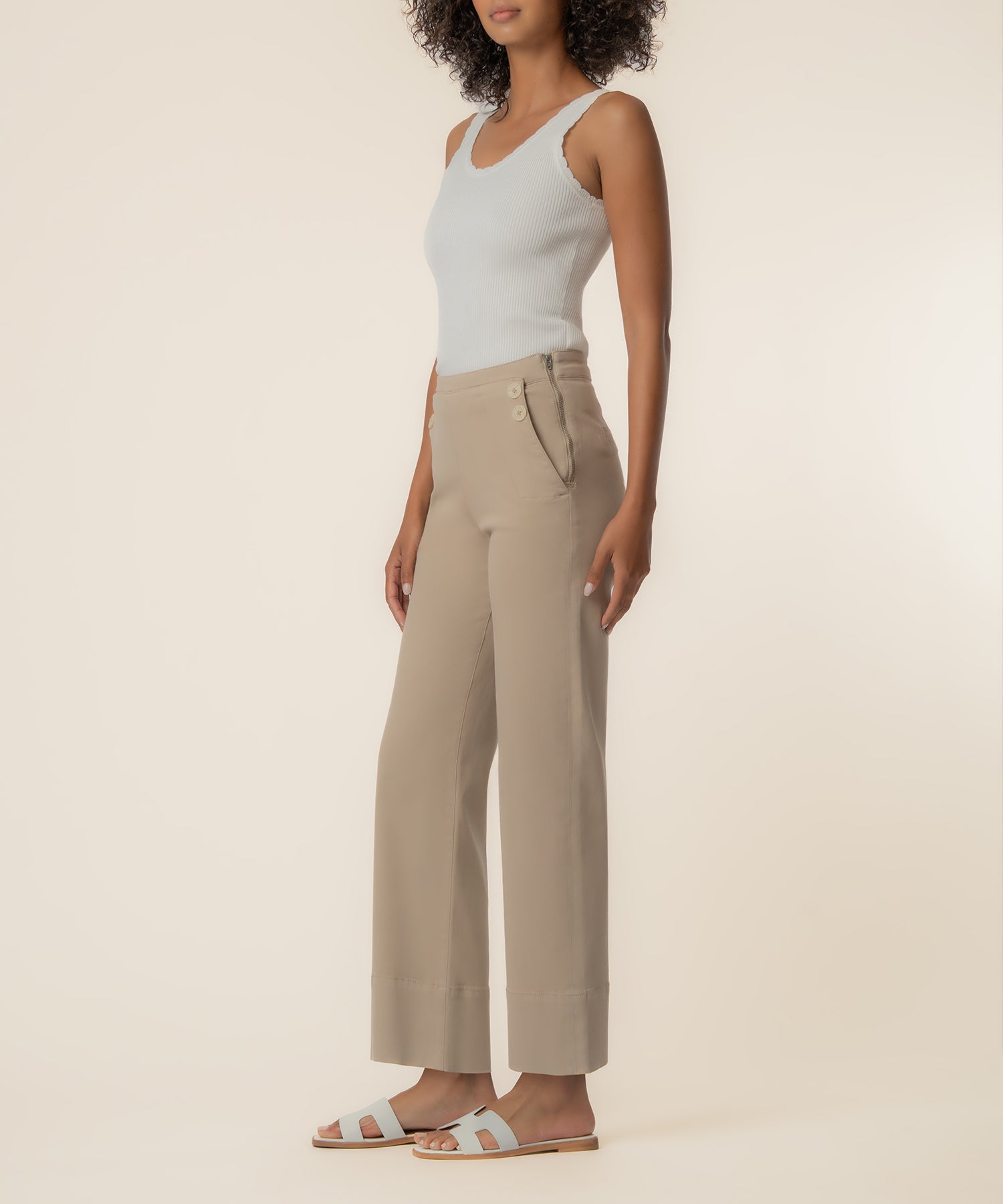 Charlotte Twill High Rise Wide Leg Pant