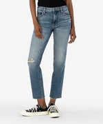 Reese Mid Rise Ankle Straight Leg With Raw Hem (Sureness Wash) Main Image