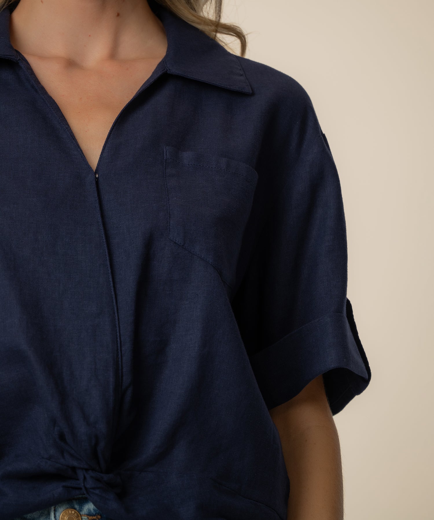 Rebel Linen Knot Front Shirt