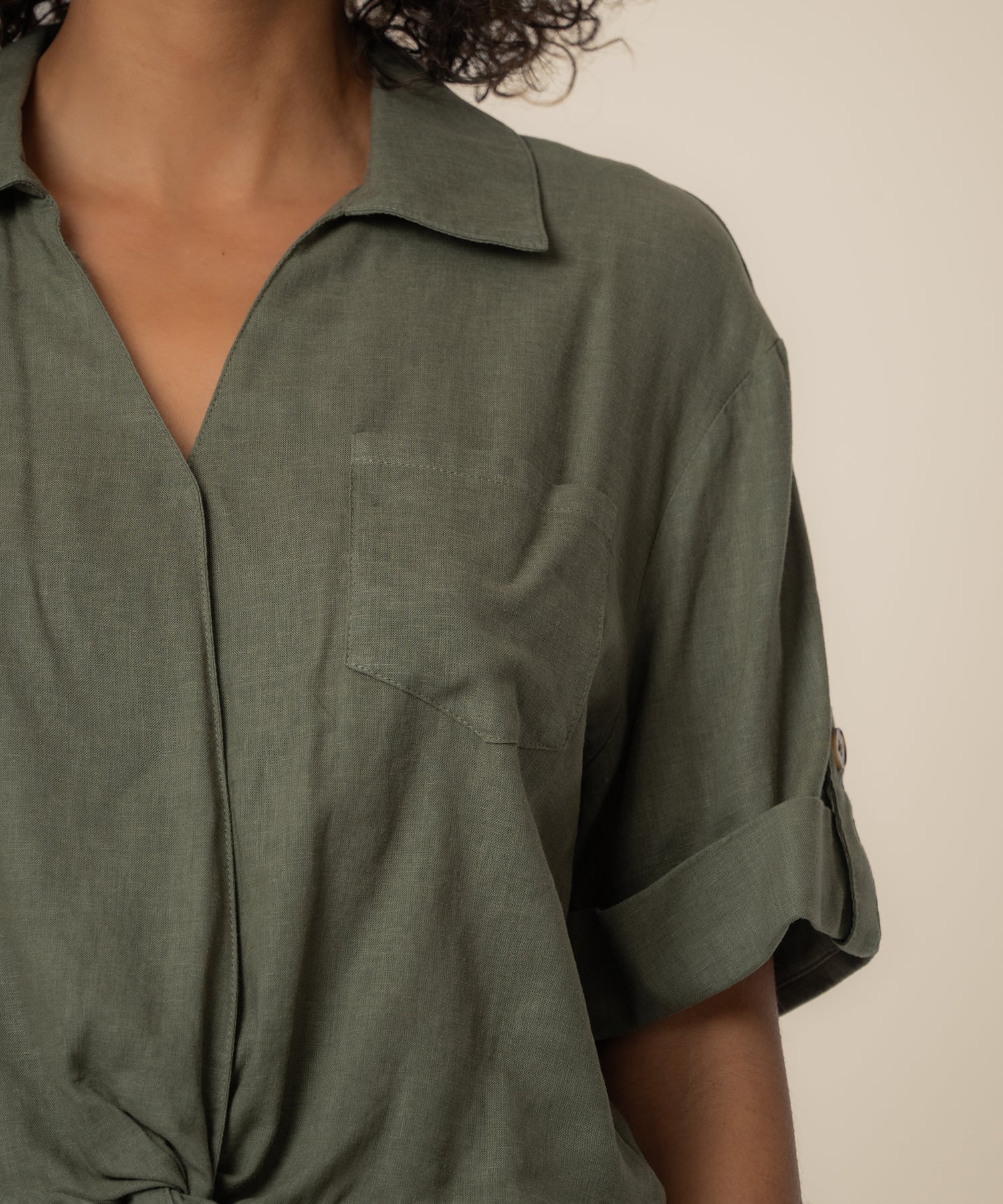 Rebel Linen Knot Front Shirt
