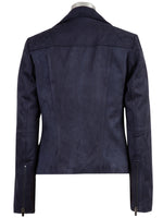 Quinn Faux Suede Moto Jacket (Navy) Hover Image